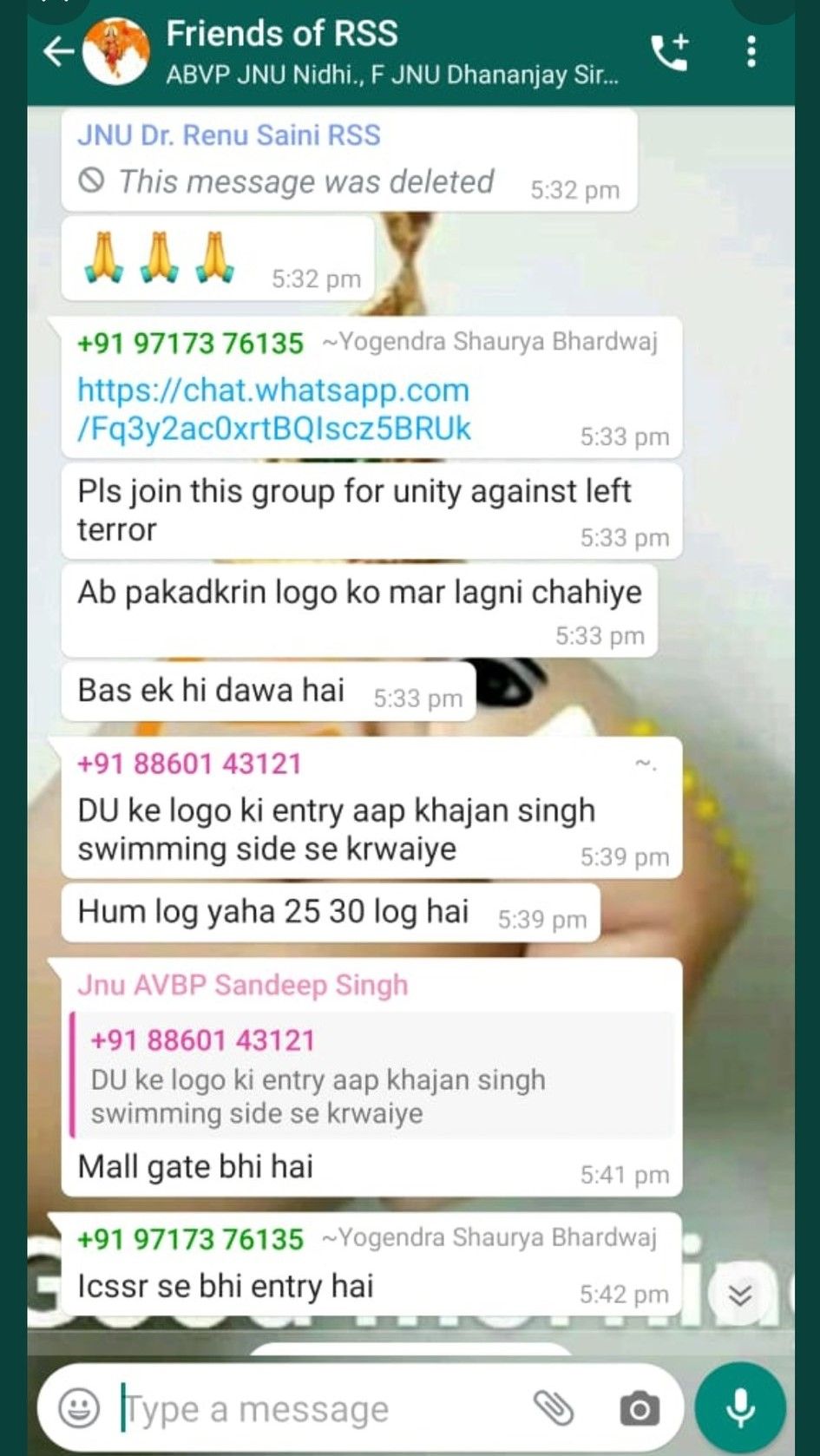 WhatsApp chat shows ABVP brought outsiders inside JNU campus to violence  - Satya Hindi