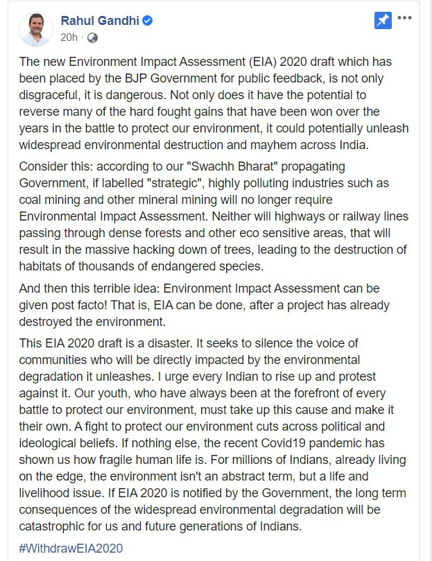 rahul gandhi criticizes modi government over eia 2020 draft - Satya Hindi