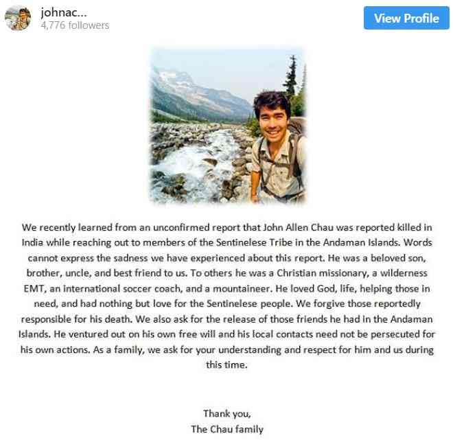 Johm Allen Chau went on mission to proselyte protected Andaman tribe - Satya Hindi