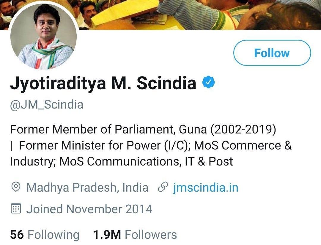 Jyotiraditya Scindia removes Congress from his Twitter profile - Satya Hindi